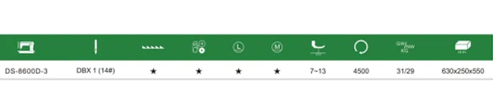 Плоскошовная машина с прямым приводом, автоматической обрезкой нити и ножом Doso DS-8600D-3.6